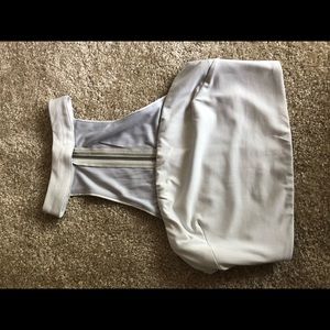 Light blue/grey strapless crop top w/ choker